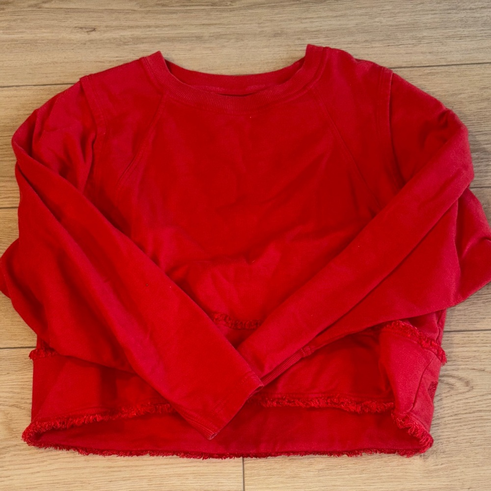 Cropped Red Long Sleeve Sweatshirt- Free People